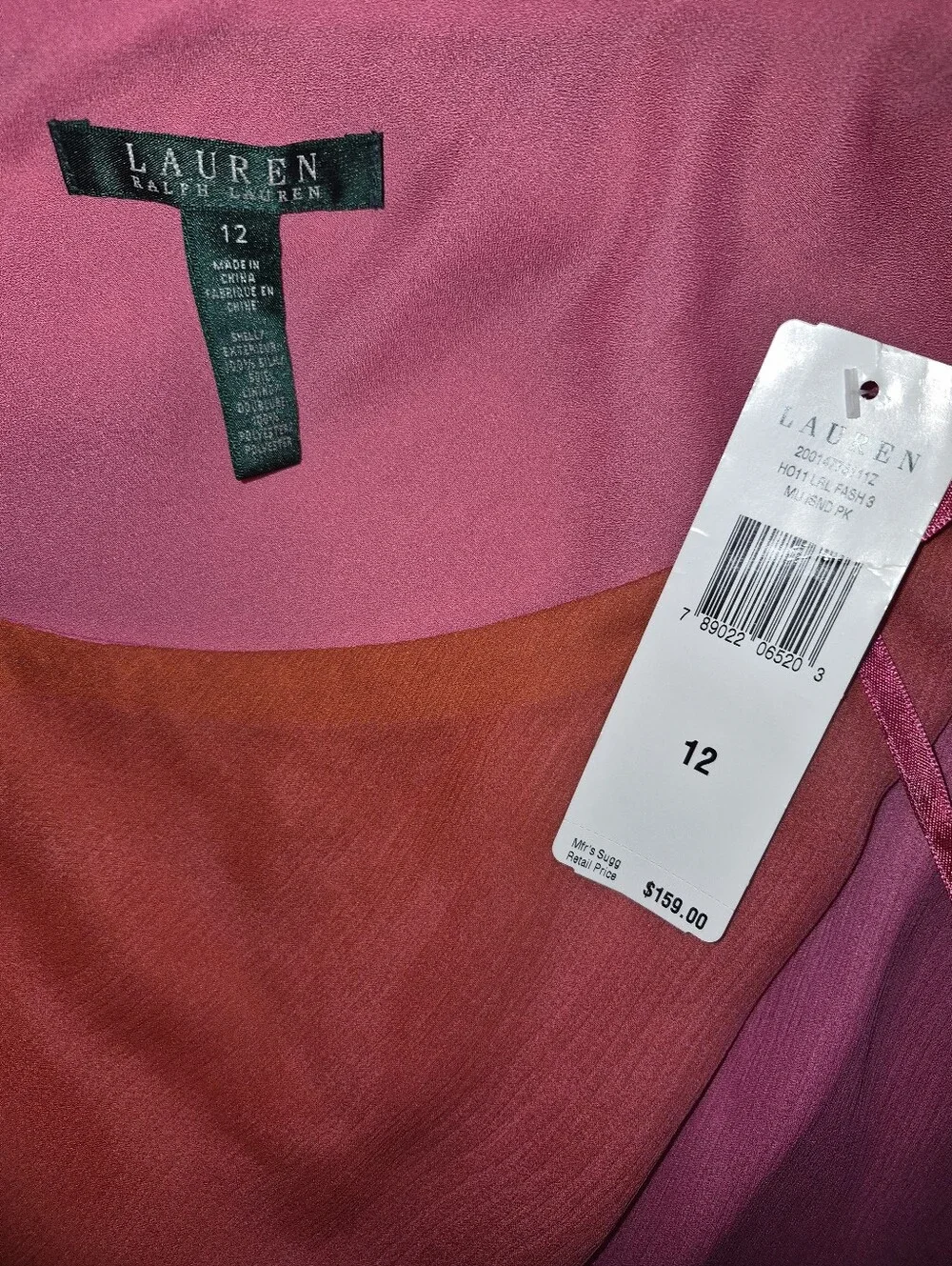Ralph Lauren Pink and Orange Asymmetrical Ruffle Chiffon Skirt